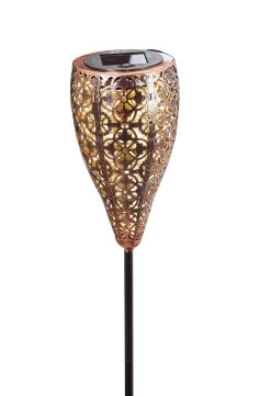 Solar LED Dekostecker 2er Set Metall Kelch KABELLOS In Kupfer