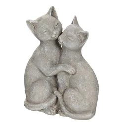 Katzenpärchen In Grau - (H) 15 Cm