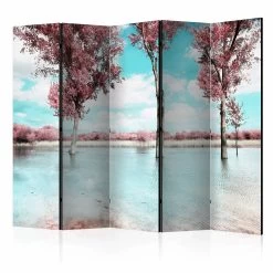 Paravent Autumn Scenery II [Room Dividers] In Beige,Weiß,Himmelblau,rosa
