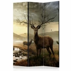 Paravent Deers By Mountain Stream [Room Dividers] In Grau,Braun