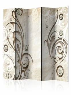 Paravent Stone Butterfly II [Room Dividers] In Braun,Creme,Weiß
