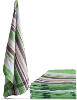 10 Geschirrtücher Toffee Stripe In Grün