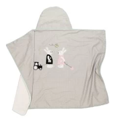 Badetuch Mit Kapuze "HASENFREUNDE & Co." In Grau/Weiß - (L) 72 X (B) 95cm