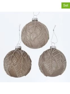 12er-Set: Weihnachtskugeln "Levato" In Hellbraun/ Beige - Ø 8 Cm