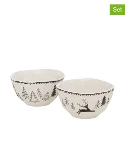 2er-Set: Müslischalen "Madalyn" In Weiß - Ø 15 Cm