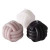 3er-Set: Stumpenkerzen "Knot" In Schwarz/ Grau/ Weiß - 3x 170 G