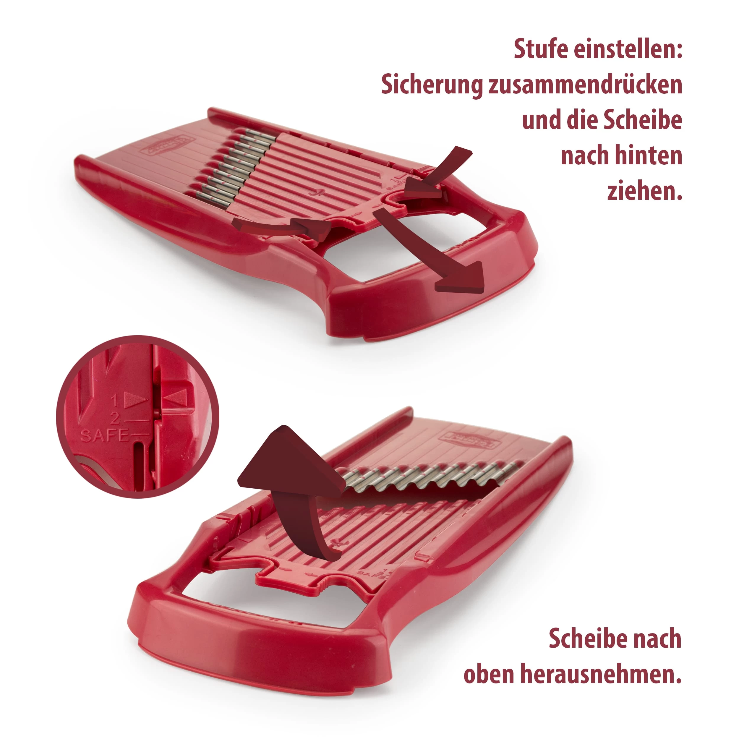 Gemüsehobel Welle-Waffel PowerLine Mit Fruchthalter In Rot – Bild 5