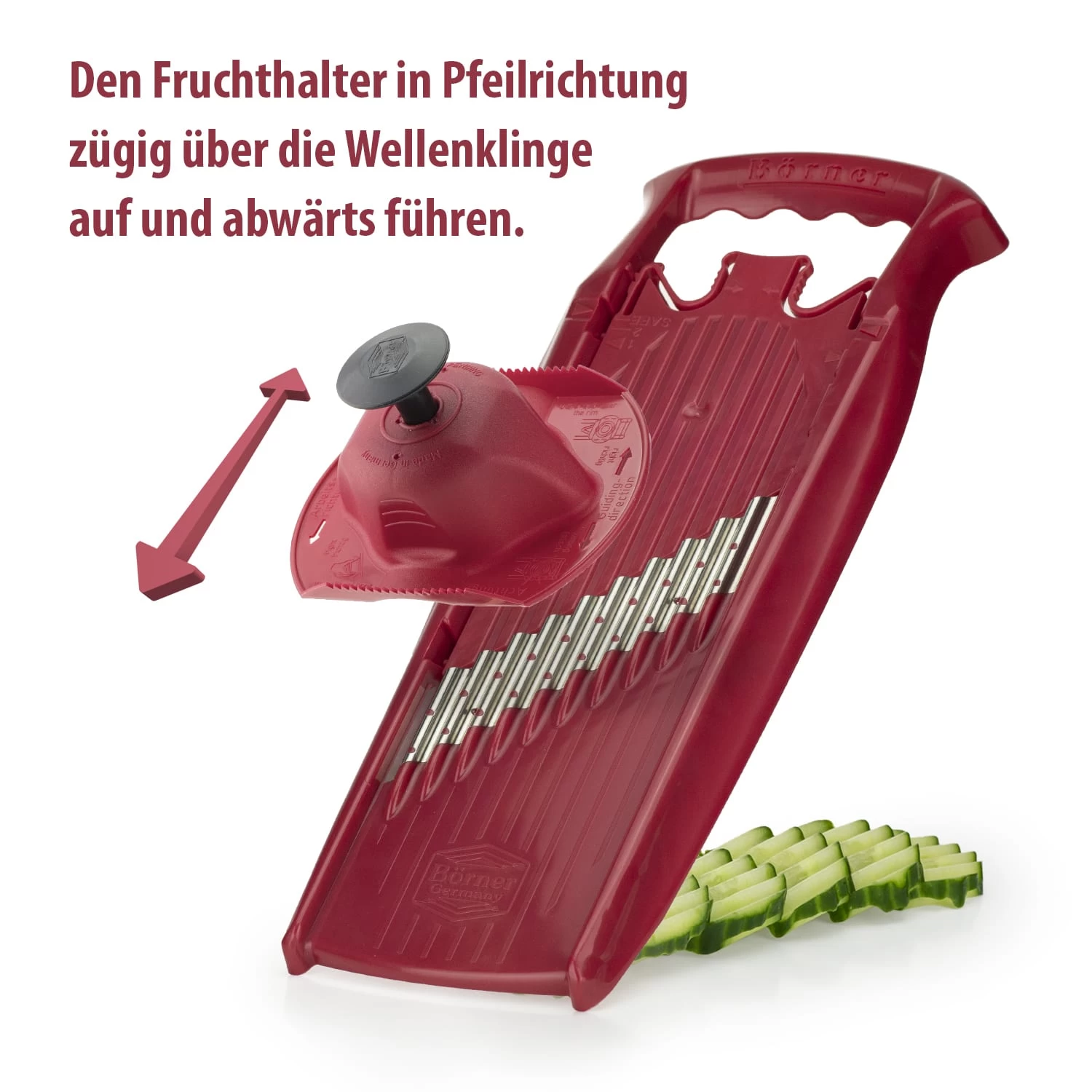 Gemüsehobel Welle-Waffel PowerLine Mit Fruchthalter In Rot – Bild 7