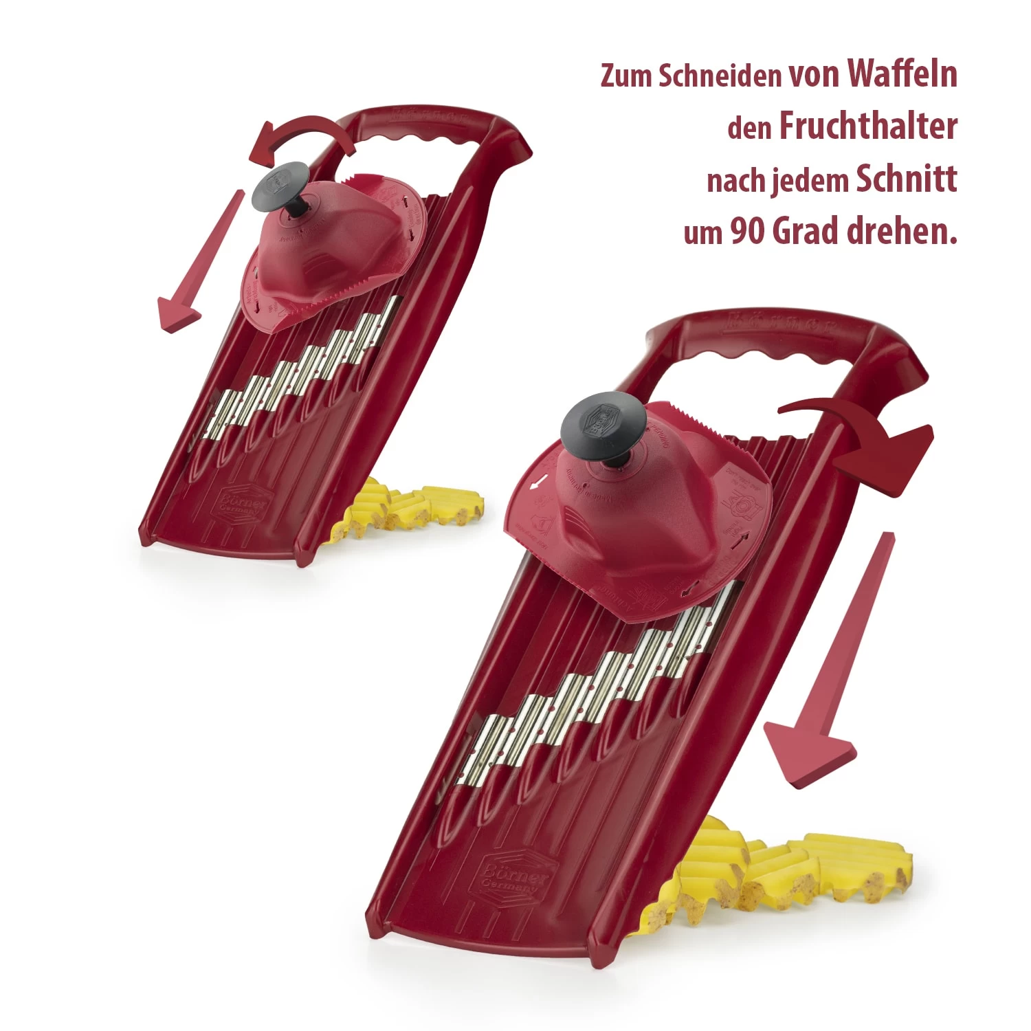 Gemüsehobel Welle-Waffel PowerLine Mit Fruchthalter In Rot – Bild 8