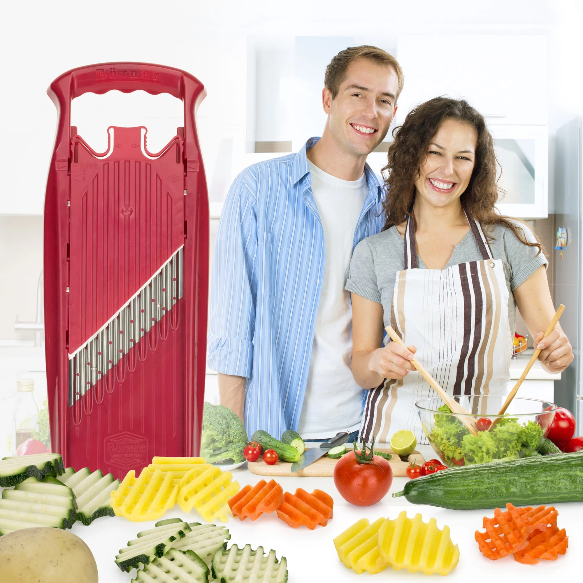 Gemüsehobel Welle-Waffel PowerLine Mit Fruchthalter In Rot – Bild 9