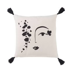 Kissen Line Art L 50 X B 50cm MUSE In Natur-Schwarz