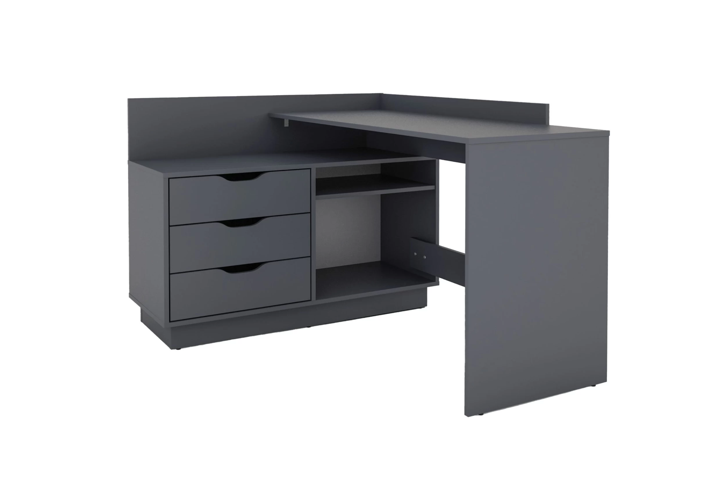 Eckschreibtisch BELFAST In Anthrazit - (B) 129, (H) 83,5, (T) 105 Cm