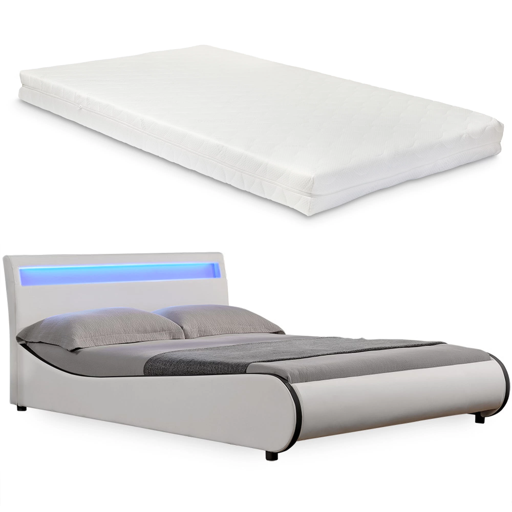 LED Bett Valencia Mit Matratze In Weiß (B)140cm