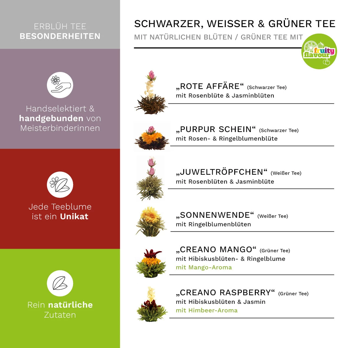 MIXED 6er Magnetbox Teeblumen Grüner/Weißer/Schwarzer Tee – Bild 2