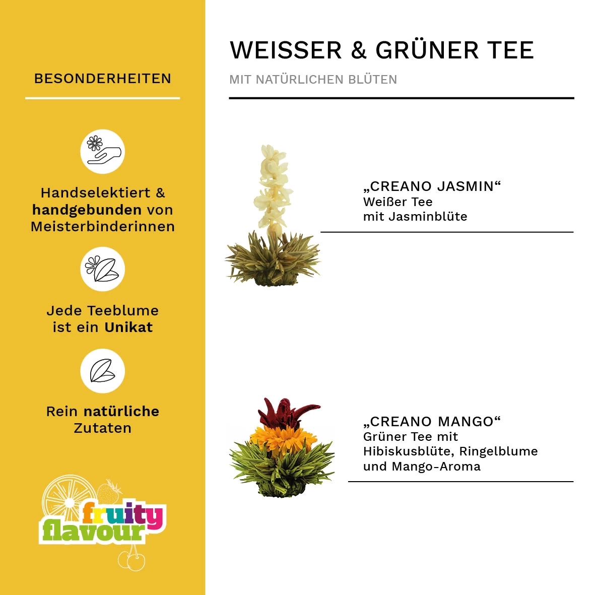 Teekannen-Geschenkset 1x Teekanne 1.3l Inkl. 2 Teeblumen Grüner + Weißer Tee – Bild 6
