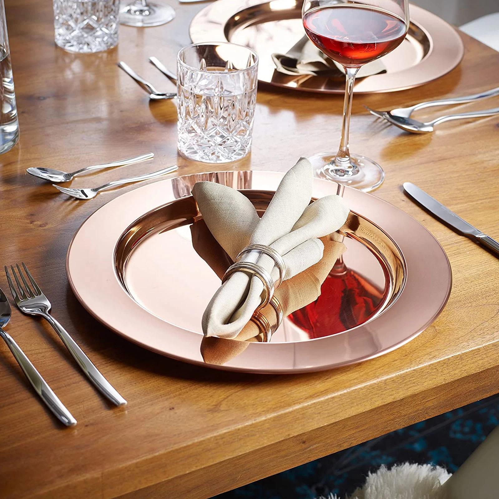 2 Er-Set Platzteller-Set Aus Hochwertigem Edelstahl In Kupfer – Bild 4