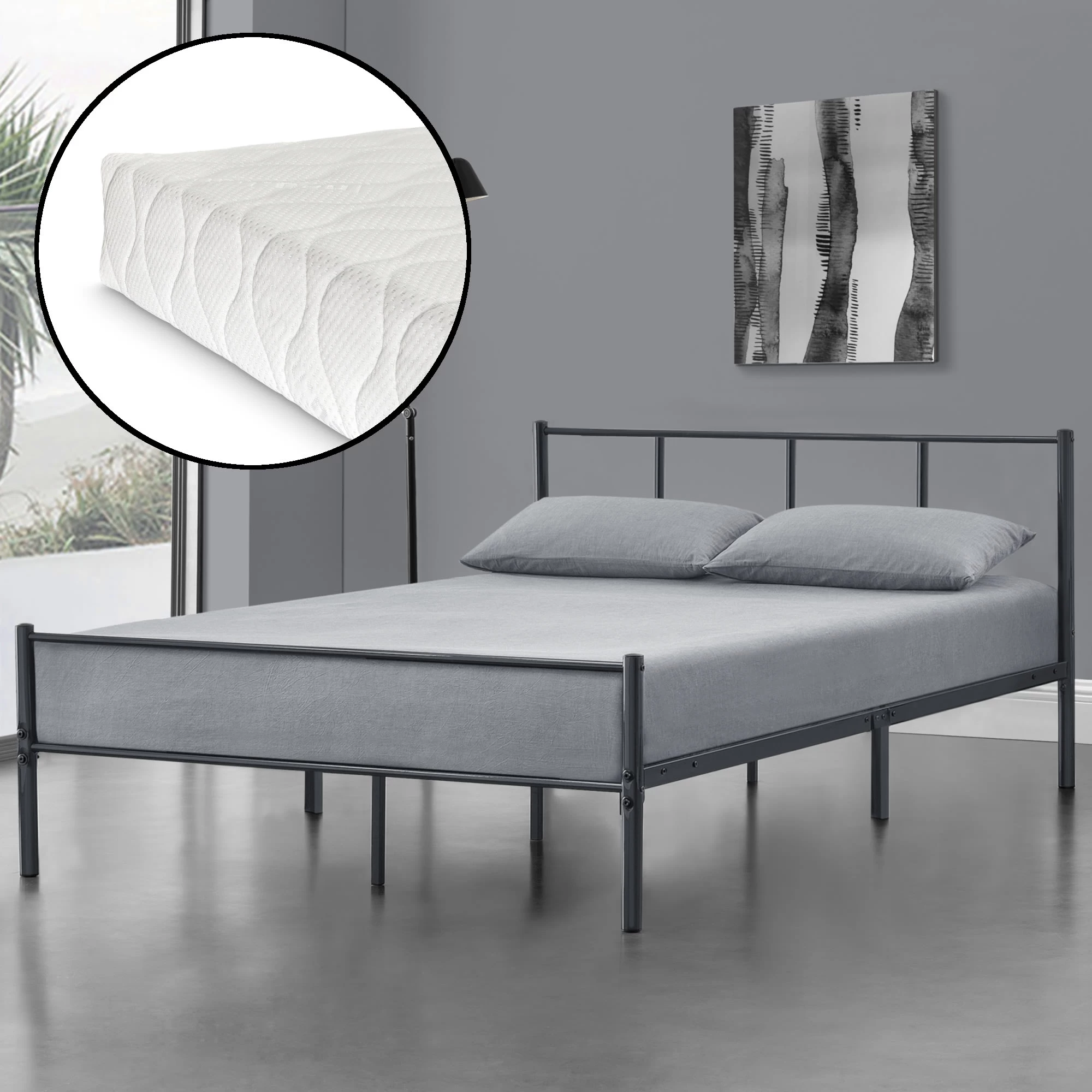 Metallbett Laos Mit Matratze In Grau (B)120cm – Bild 2