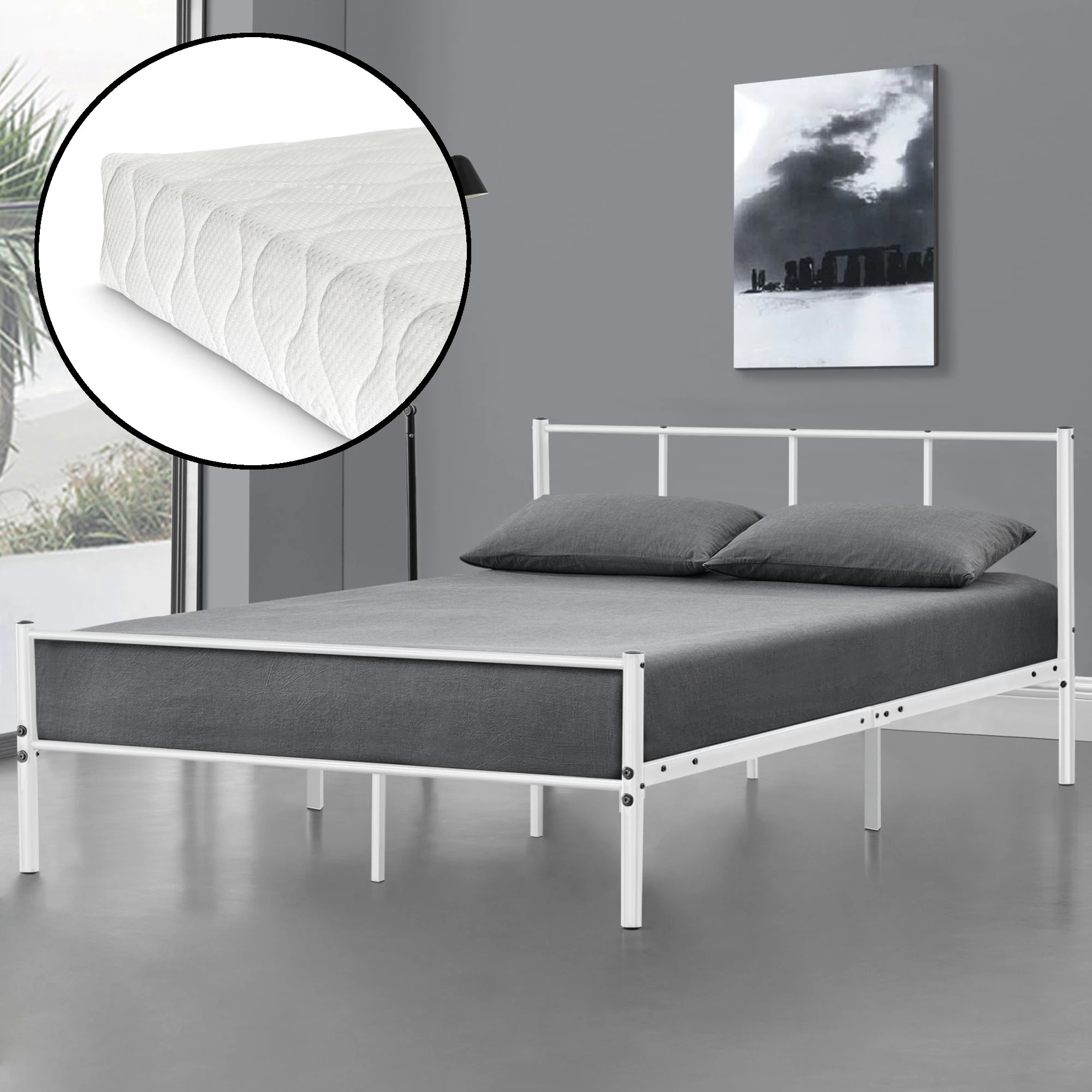 Metallbett Laos Mit Matratze In Weiß (B)120cm – Bild 2