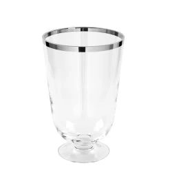 Vase "Royal" Mit Platinumrand In Transparent - H. 30 Cm - D. 20 Cm