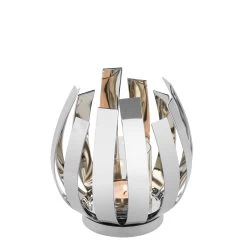 Windlicht "Orfea" Mit Glas In Silber - H. 20 Cm - D. 18,5 Cm