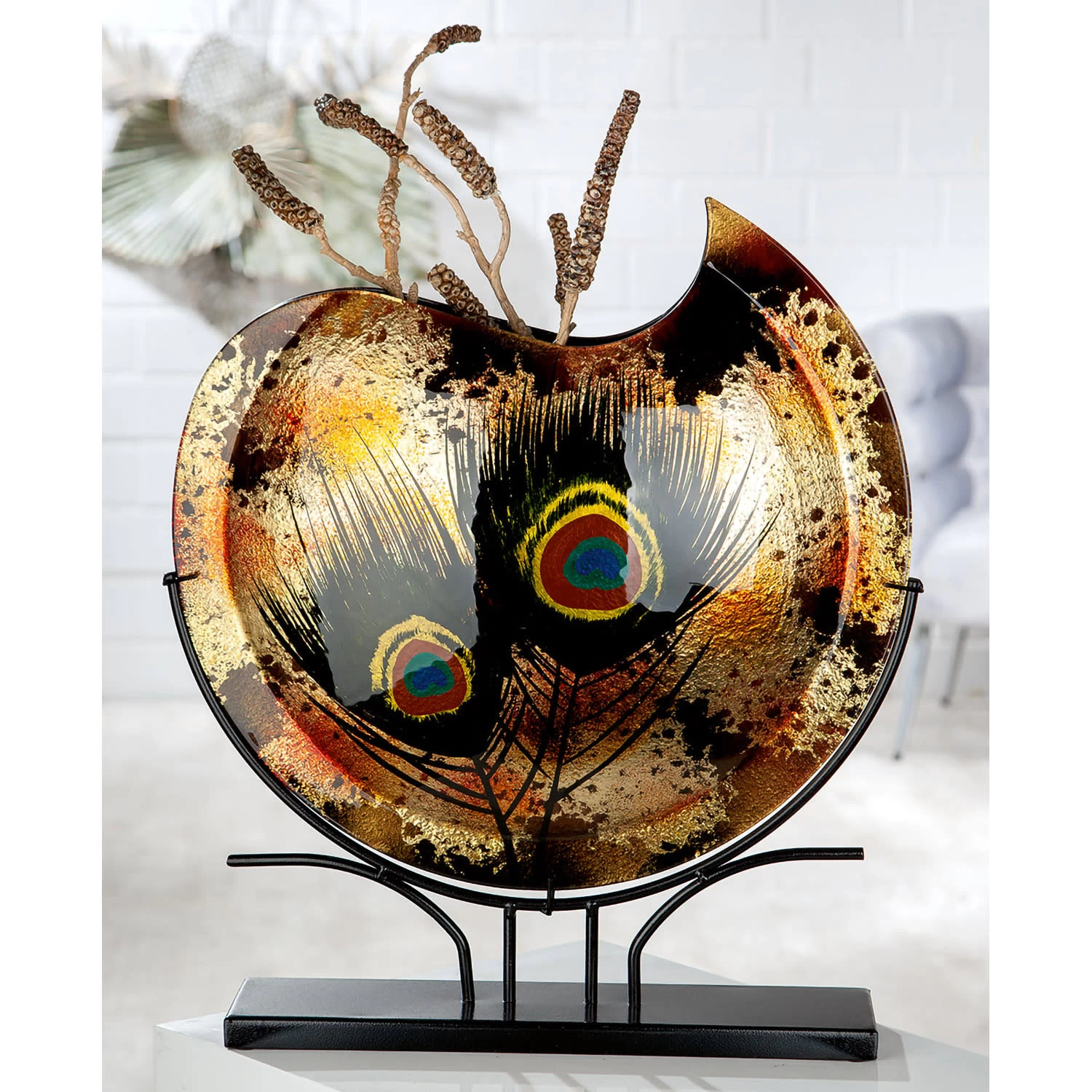 Vase "Peacock" In Gold/ Schwarz/ Braun - H. 47 Cm - B. 45 Cm – Bild 2