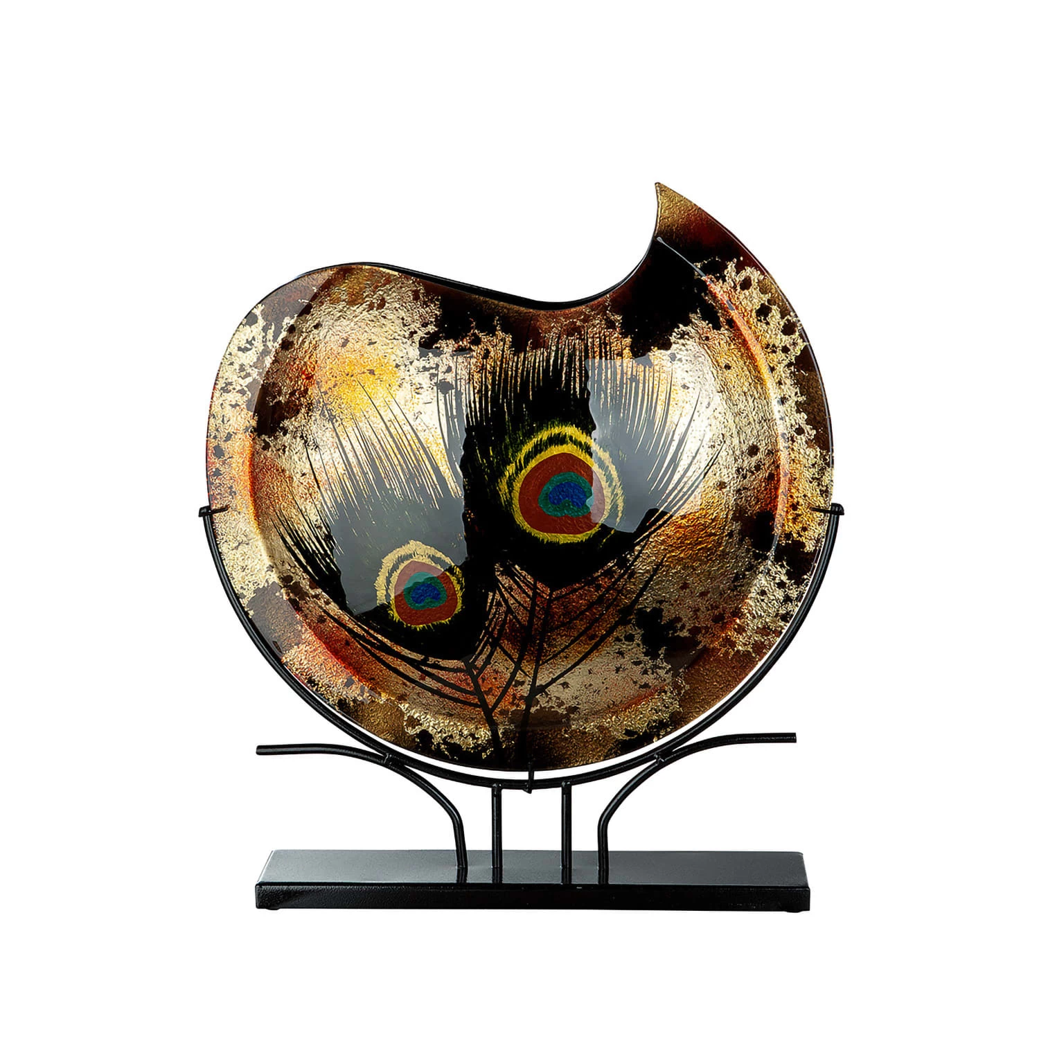 Vase "Peacock" In Gold/ Schwarz/ Braun - H. 47 Cm - B. 45 Cm
