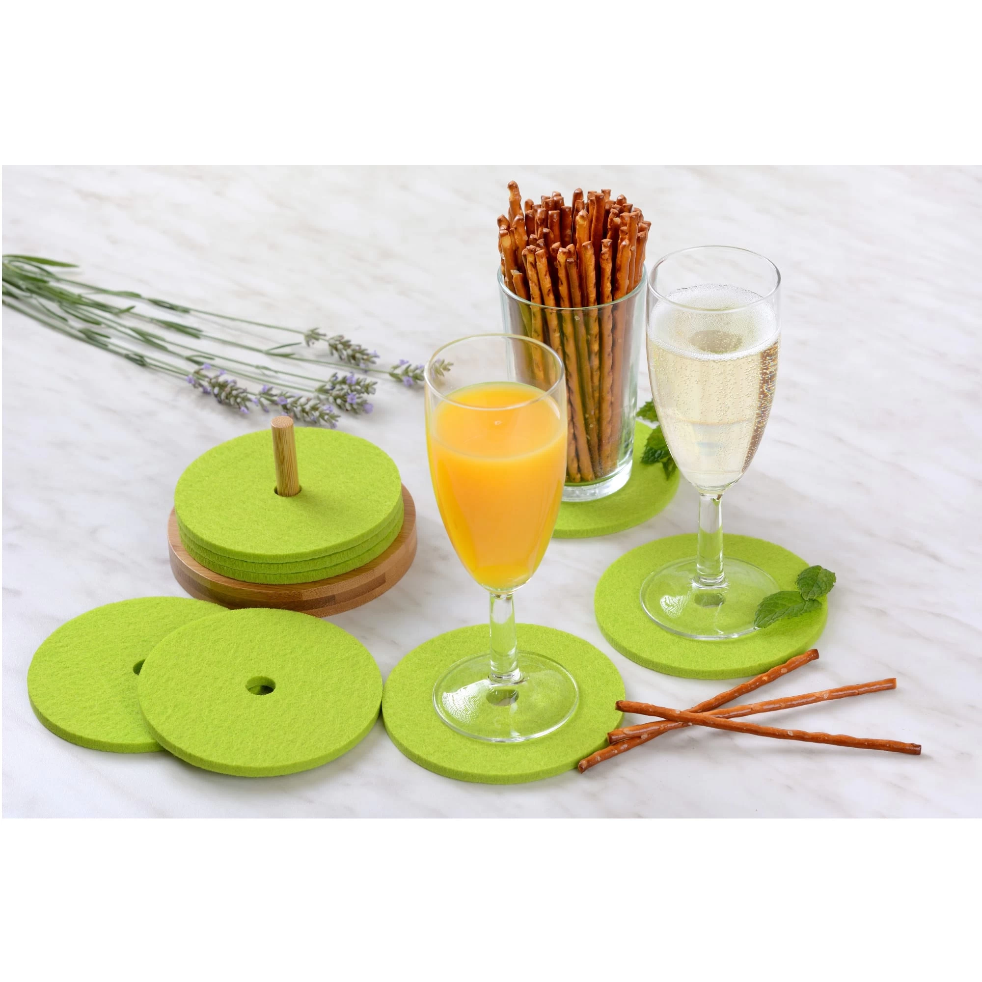 Glasuntersetzer Polyester Mit Halter In Hellgrün – Bild 2