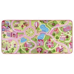 Kurzflor Straßen- Kinderteppich Sweettown Rosa/bunt