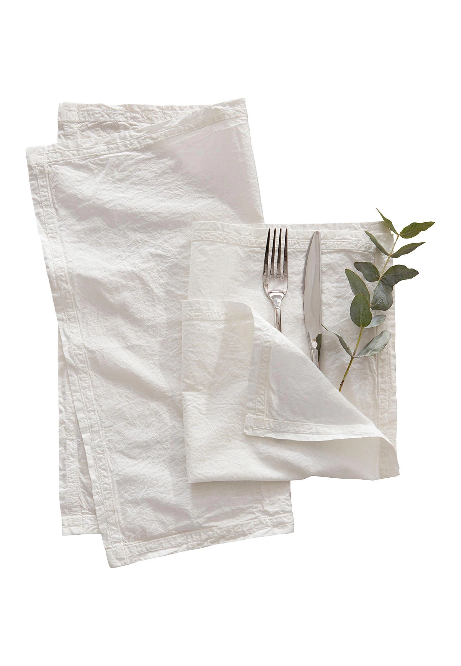 Perkal-Servietten In Naturweiss – Bild 2