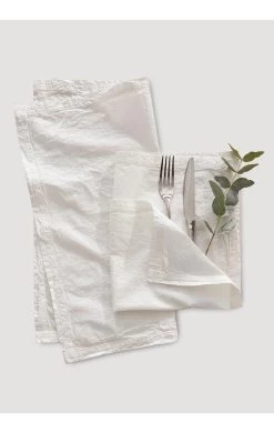 Perkal-Servietten In Naturweiss