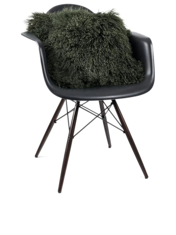 Kissen Mit Schaffell In Grün – Bild 2