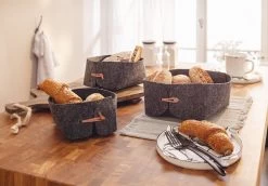 Spar-Set 2x Filzschale "Modern Look", Größte Ø 20 X 10 Cm In Anthrazit