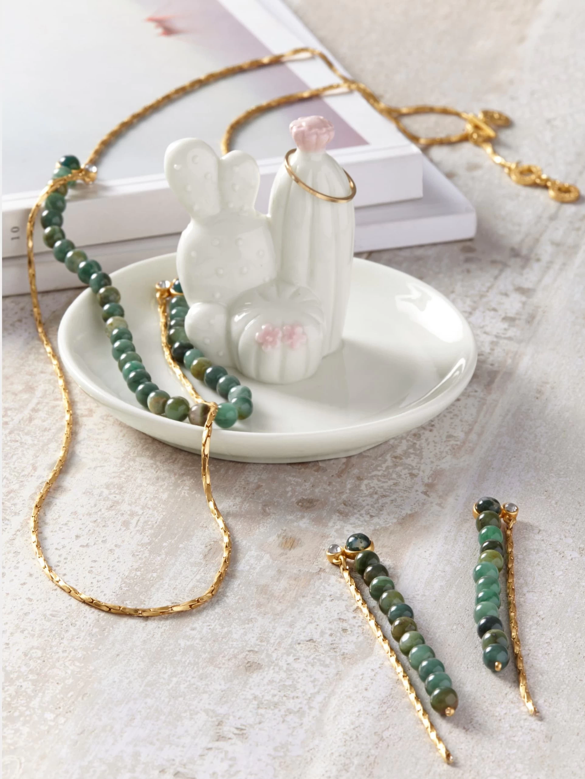 Schmuckschale, Kaktus In Weiß, Rosé – Bild 2