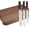 IZUMI ICHIAGO Großes Schneidebrett - 65*42,5*5 Cm Walnußholz + 5tlg. Santoku-Set