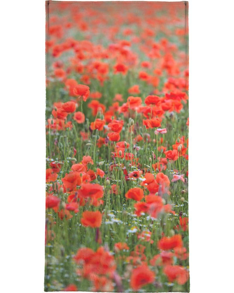 Handtuch "Poppy Field" In Grün & Rot