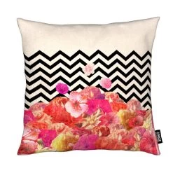 Kissen "Chevron Flora II" In Cremeweiß & Rosa