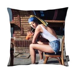 Kissen "Girl With Pearl Earring Chillout Mode" In Bunt