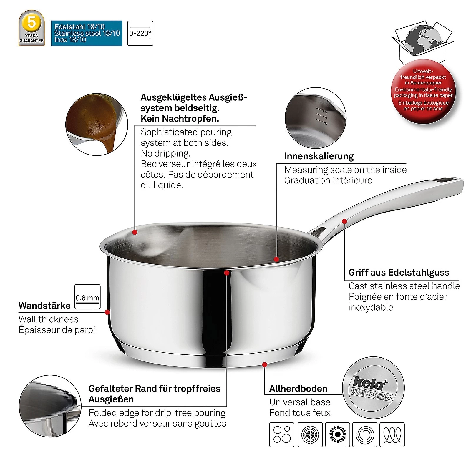 Stielkasserolle Flavoria In Silber Glänzend, H 8 Cm / Ø 16 Cm – Bild 4