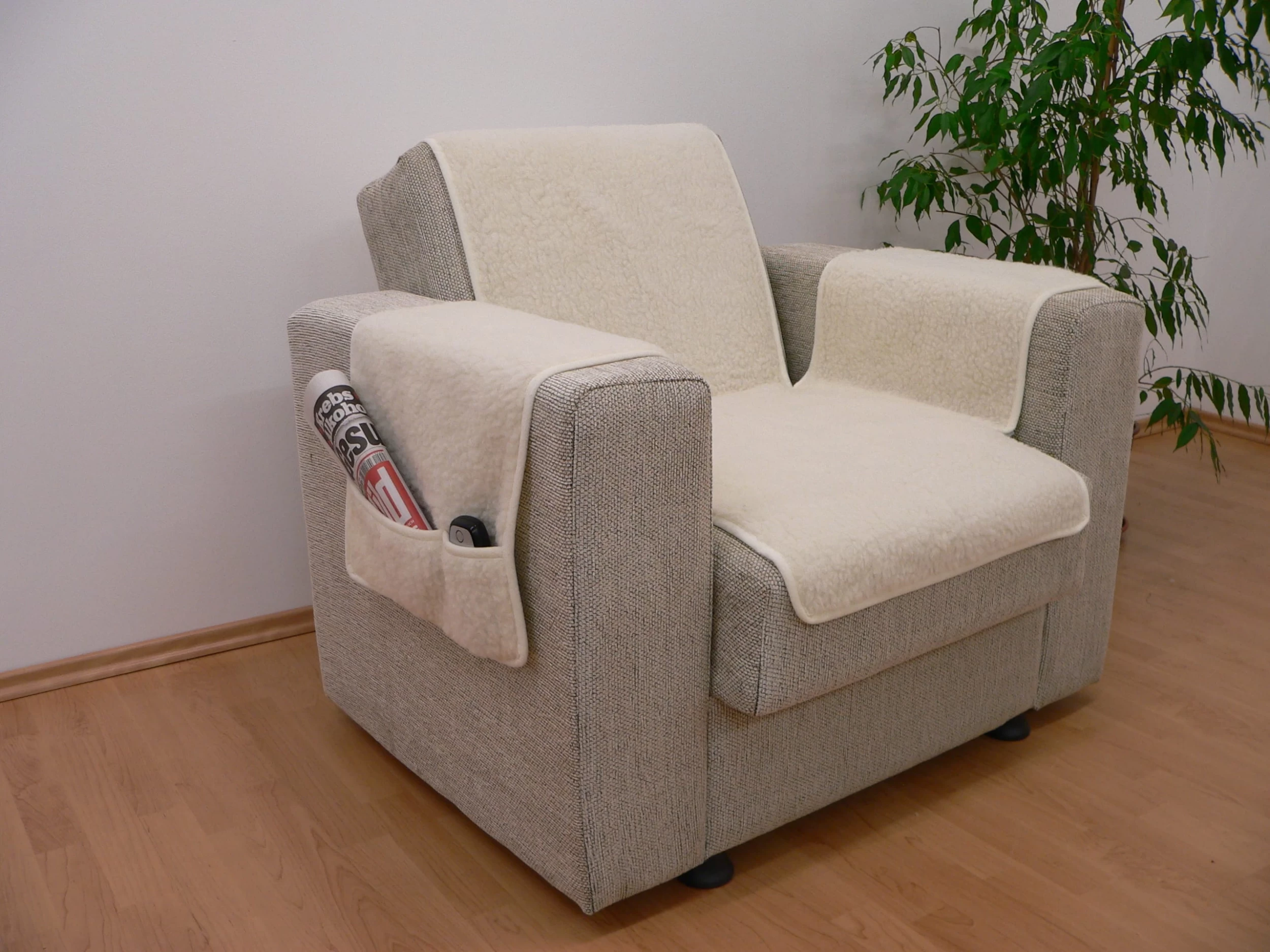 Kombinierter Armlehnen- Und Sesselschoner In Ecru