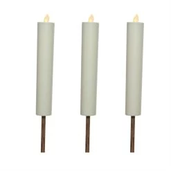 3er Set LED Solar Fackel Stabkerze In Weiß