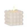 LED Kerze Bubble Würfelkerze Echtwachs In Weiß - H: 9,5cm