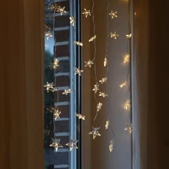 LED Lichtervorhang Sterne 64 Leuchtende Sterne 120x100cm In Transparent