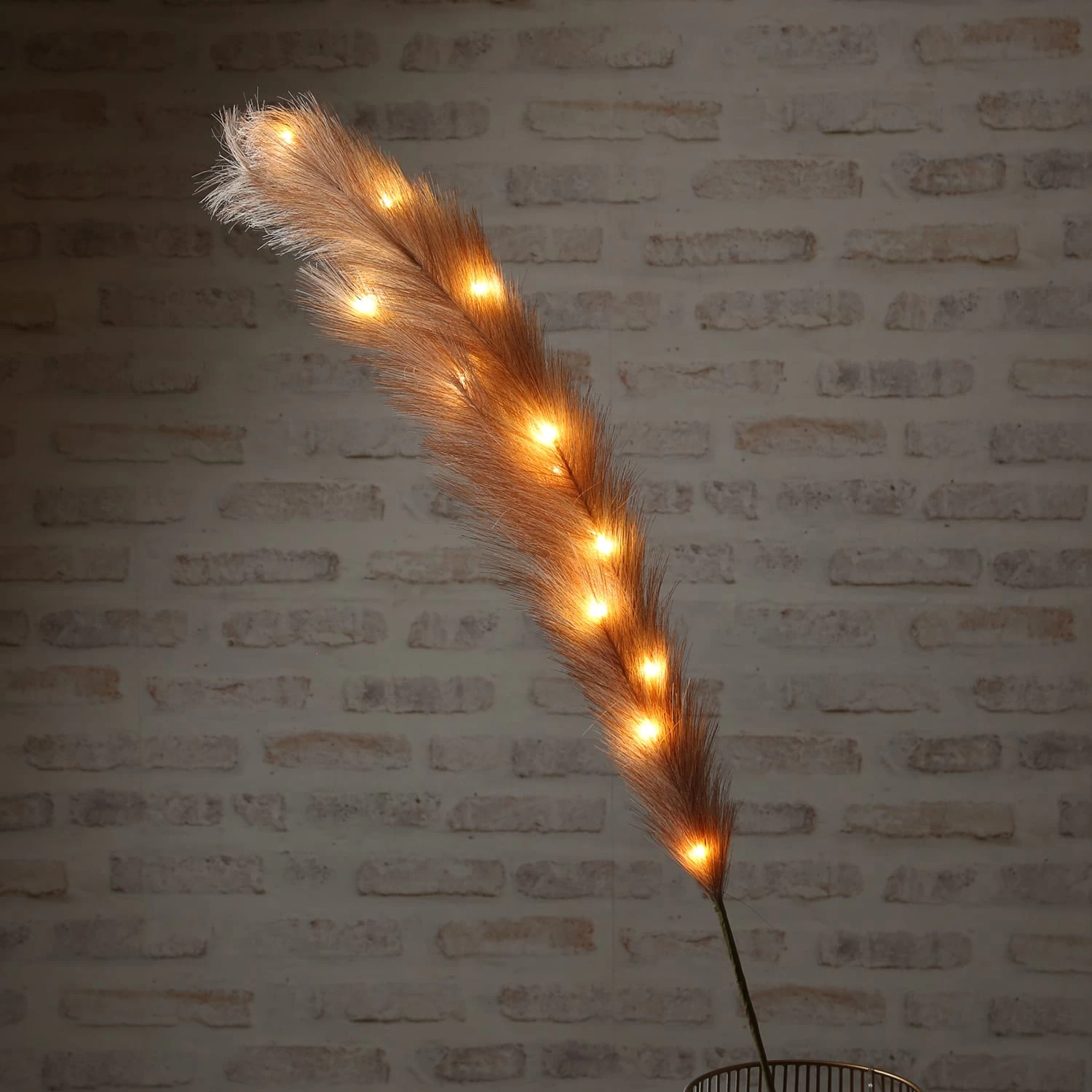 LED Zweig Ferderbüschel Pampasgras H: 118cm In Braun – Bild 2