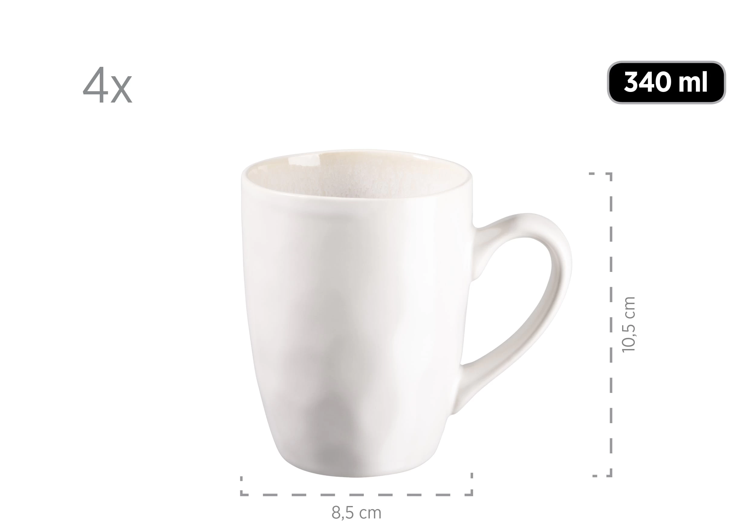 Kaffeebecher-Set, Steingut Frozen In Weiß – Bild 5