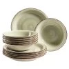 Teller-Set, Steingut Lumaca In Olivgrün