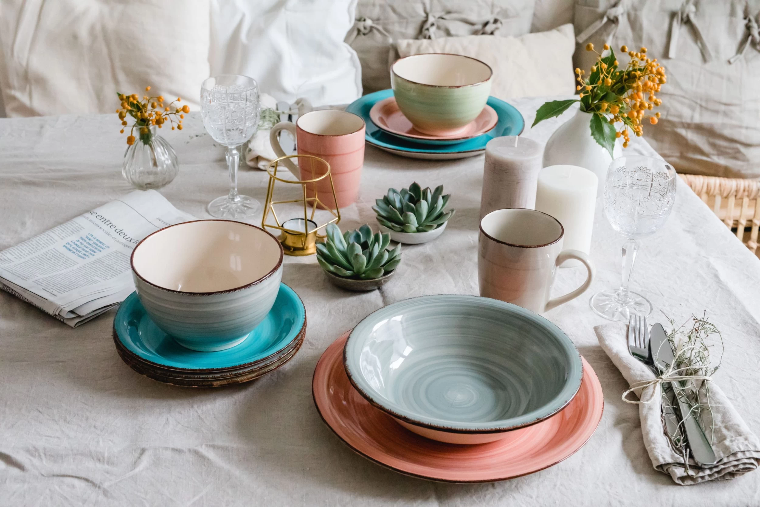 Teller-Set, Steingut Lumaca In Olivgrün – Bild 5