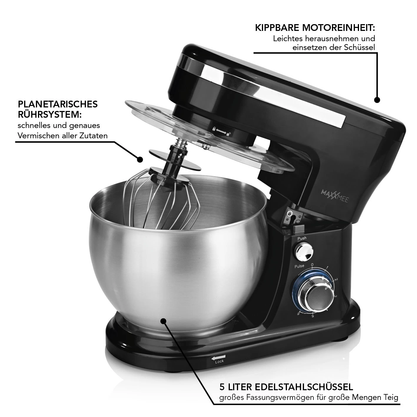 MAXXMEE Küchenmaschine Mit Zubehör - Schwarz – Bild 4