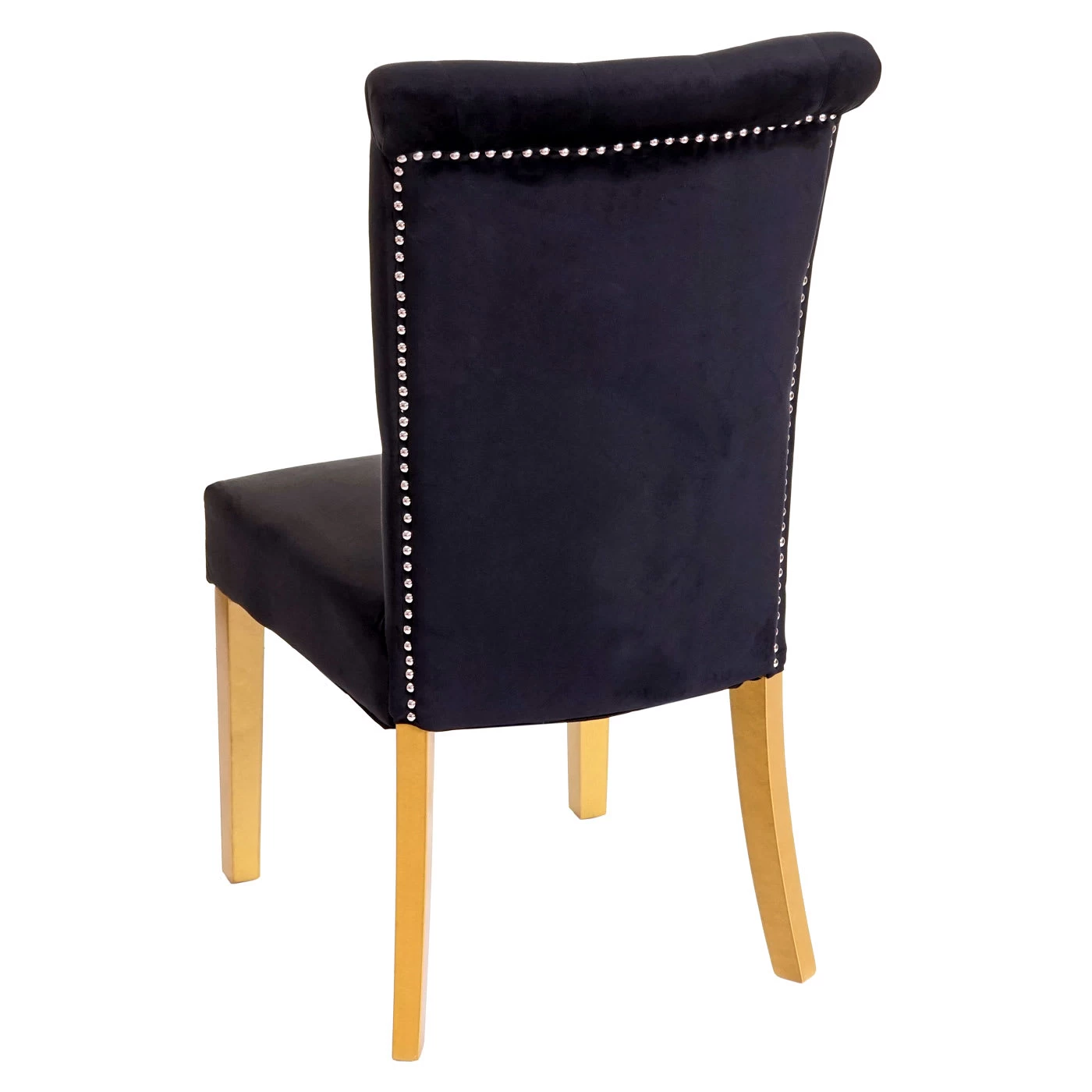 2er-Set Esszimmerstuhl D22 Mit Nieten, Schwarz, Goldfarbene Beine – Bild 5