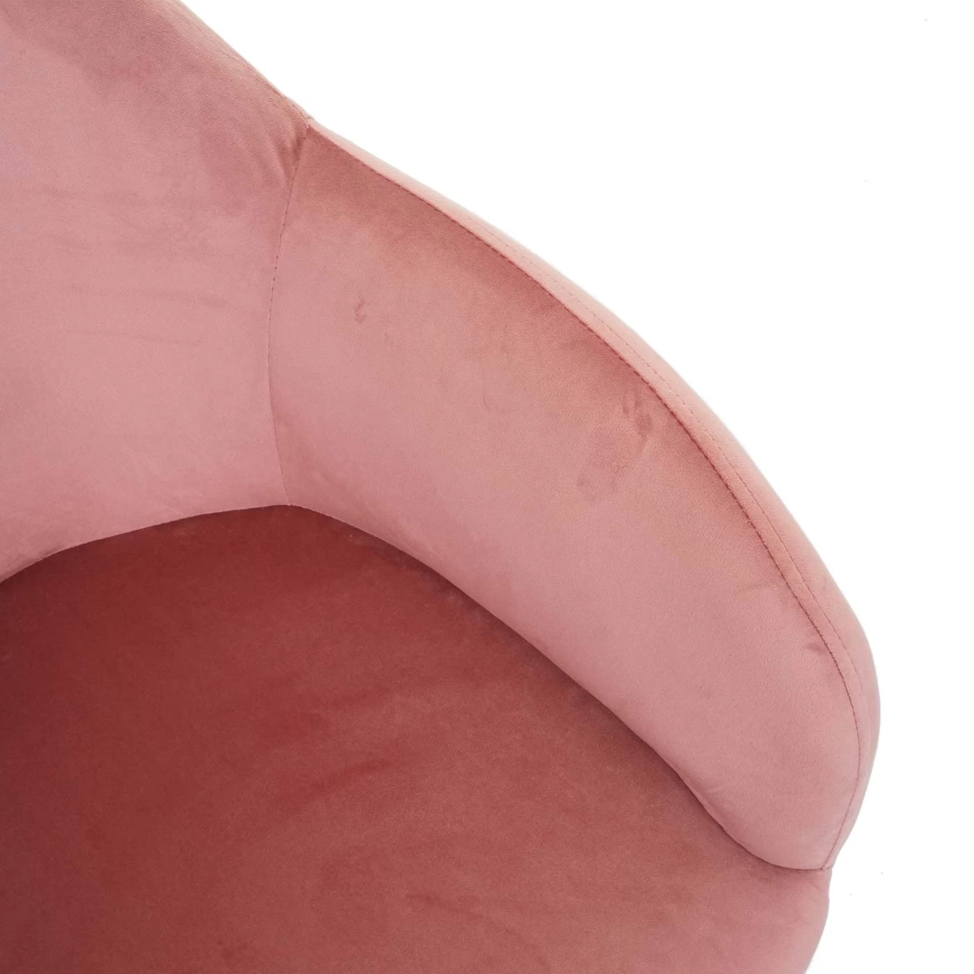 2er-Set Retro Esszimmerstuhl F18, Samt Altrosa, Goldene Beine – Bild 7