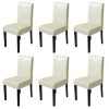 6er-Set Esszimmerstuhl Littau, Kunstleder, Creme, Dunkle Beine